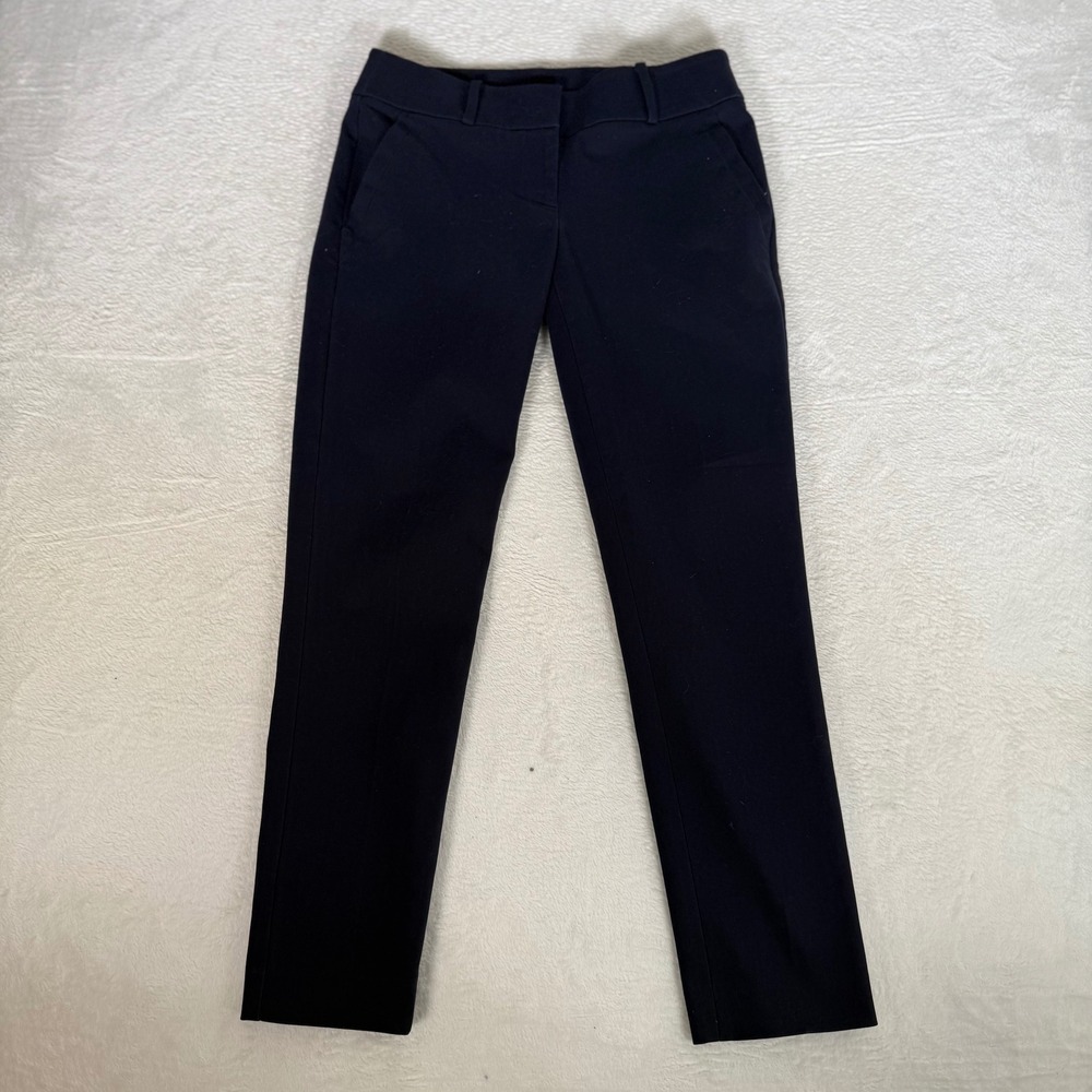 LOFT Ann Taylor Julie Skinny Ankle Pants 0 Navy Blue Dress Trousers Work Stretch